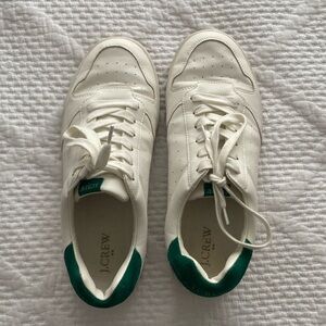 J. Crew size 10 white and green sneakers. In excellent condition